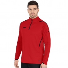 JAKO Long Sleeve Shirt Ziptop Challenge - Fleece Lining, Zip Fastening - Red Men